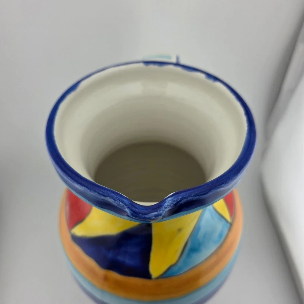 Pier 1 Imports‎ Italian Hand Painted Ceramic Pitcher Vase Made in Italy